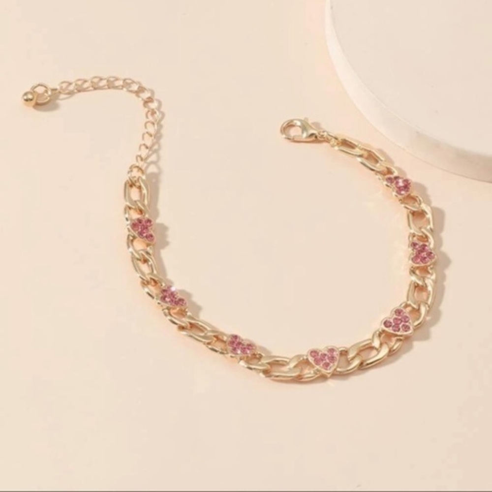 3/$30 💛 Rhinestone Heart Chain Bracelet